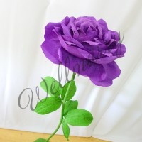 Бумажный ростовой цветок на ножке Фиолетовая роза